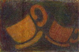 abstract colored pencil drawing on paper mounted on panel