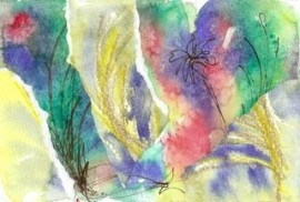 4x6 inches, watercolor and collage, 2005