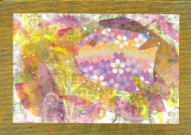 abstract painting of fish in acrylic and paper