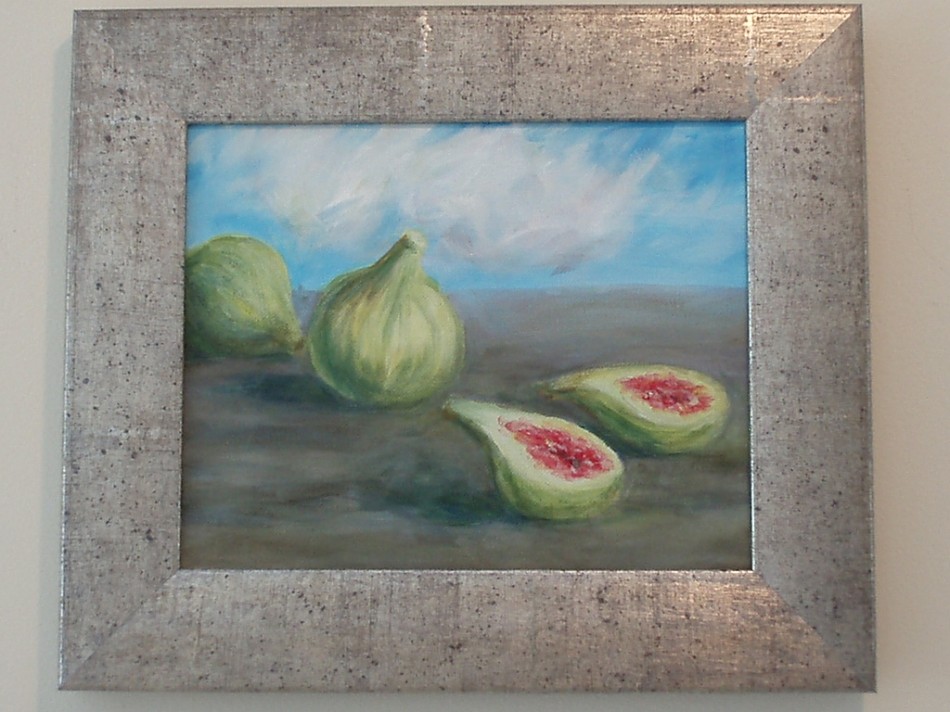 still life painting of figs in acrylic on canvas