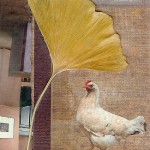 gingko chicken collage with photos and leaf