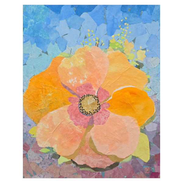 summer bloom, mixed media collage by Karen Koch